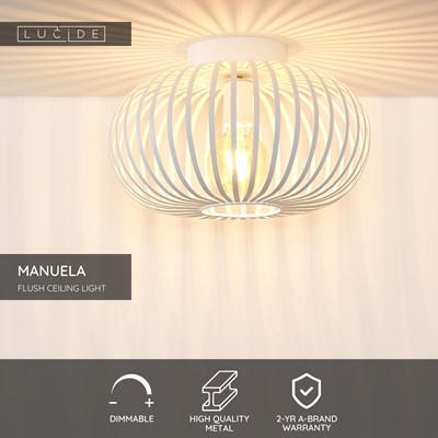 Lucide MANUELA - Flush ceiling light - Ø 39,5 cm - 1xE27 - White